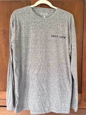 Salt Life Men's Heather Gray Long Sleeve Crew Tee